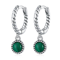 KarmaRipples 925 Sterling Silber Runde Malachit Anti-Angst Tropfen Ohrringe
