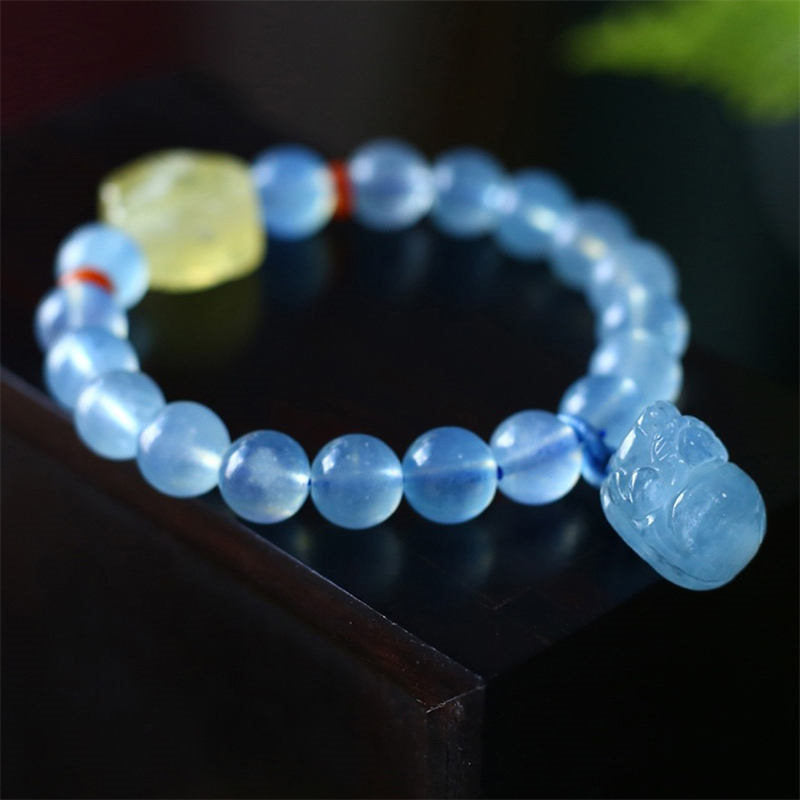 KarmaRipple's Authentic Aquamarine Amber Pixiu Peace Balancing Talisman Bracelet p6