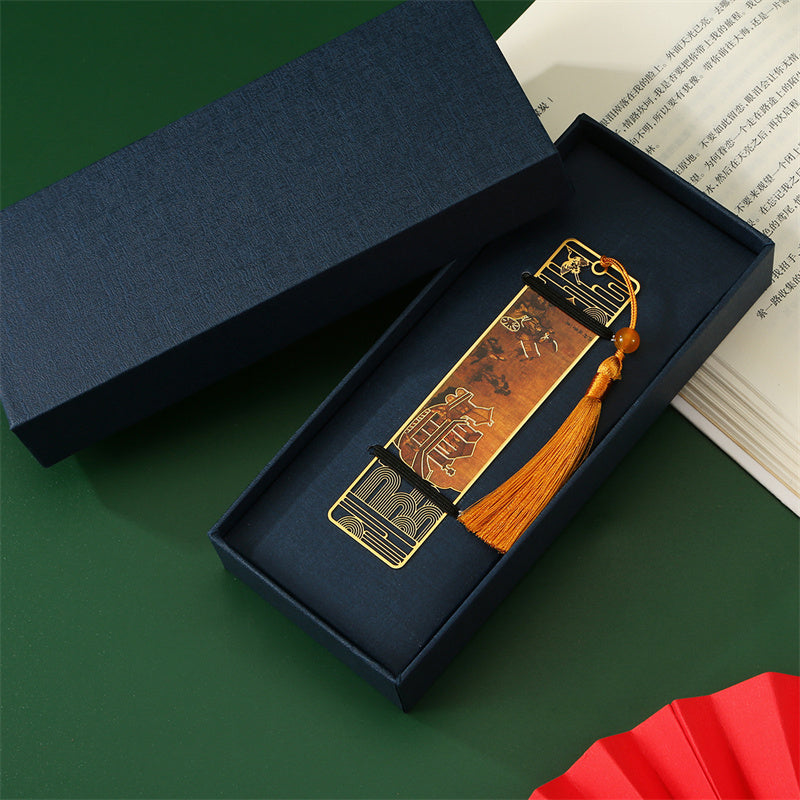 KarmaRipple's A Panorama of Rivers and Mountains Metal Hollow Bookmarks Tassel With Gift Box p10