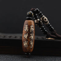 KarmaRipples Tibet Om Mani Padme Hum Dzi Bead Avalokitesvara Muster Reichtum Anhänger Halskette
