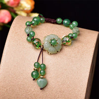 KarmaRipples authentisches grünes Jade-Armband mit baumelnder Glücksblume