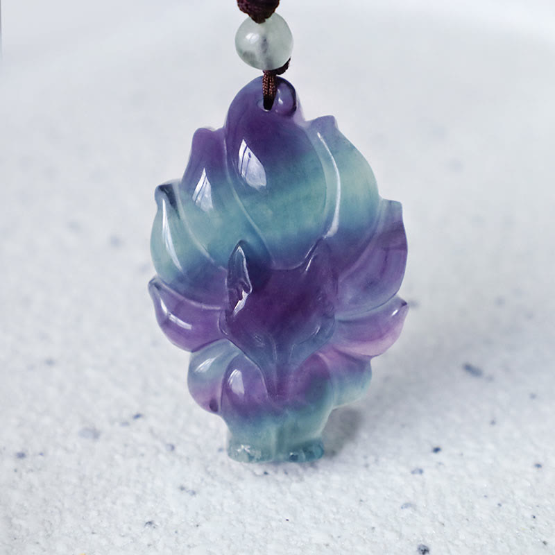 KarmaRipple's Authentic Fluorite Gold Sheen Obsidian Fox Necklace Protection Pendant p5