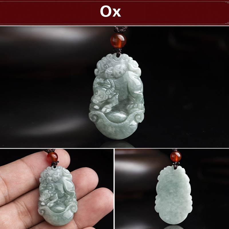 KarmaRipple's Authentic Jade 12 Chinese Zodiac Sucess Necklace Pendant p38