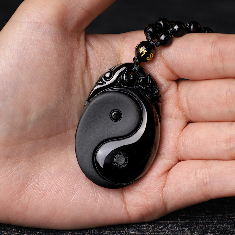 KarmaRipple's Authentic Black Obsidian Yin Yang Fulfilment Strength Pendant Necklace p8