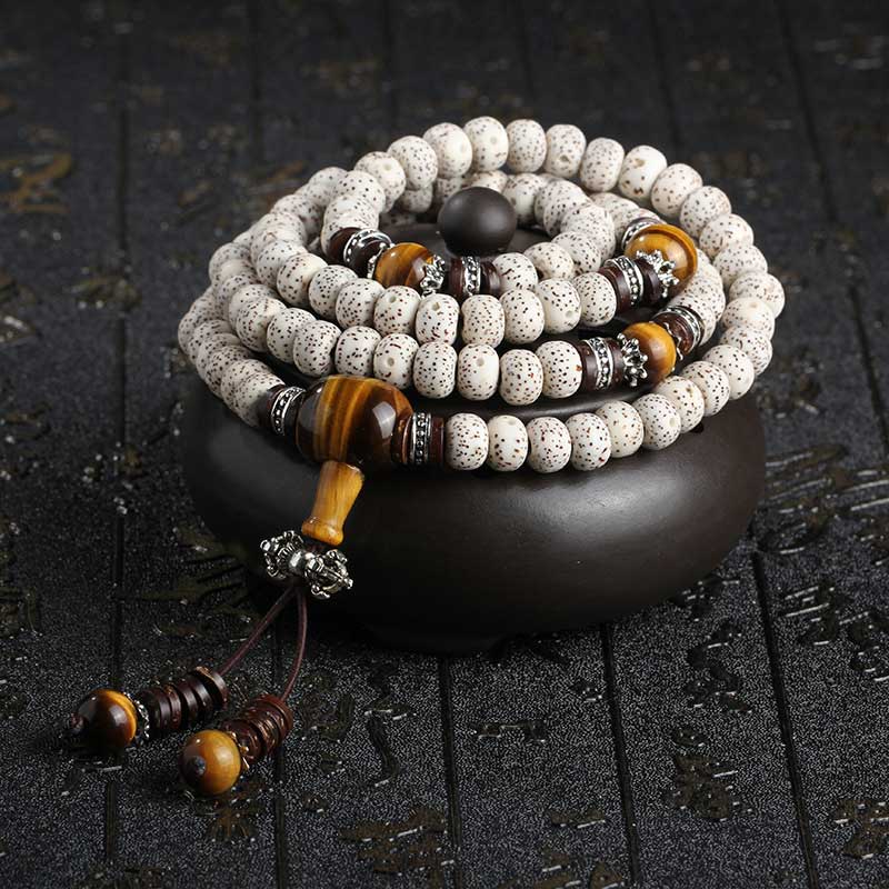 KarmaRipple's Handmade Tibetan Tiger Eye Bodhi Seed Peace Bracelet p2