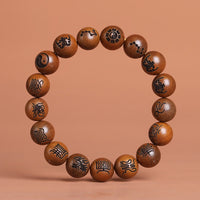 KarmaRipples Armband aus Jujube-Holz mit eingraviertem Yin-Yang-Bagua-Taoist-Tabu-Schriftsymbol und Glückssymbol