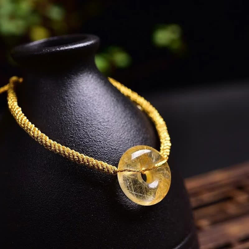 KarmaRipple's Round Citrine Peace Buckle Happiness Woven Bracelet p5
