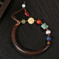 KarmaRipples Manschettenarmband aus Adlerholz, Lazuritperle, Hetian-Jade, Edelstein, Glücksbringer und Stärke