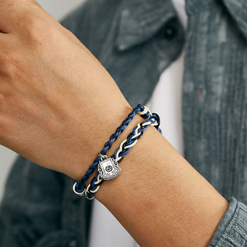 KarmaRipple's 925 Sterling Silver Om Mani Padme Hum Swastika Handmade Protection Bracelet p13