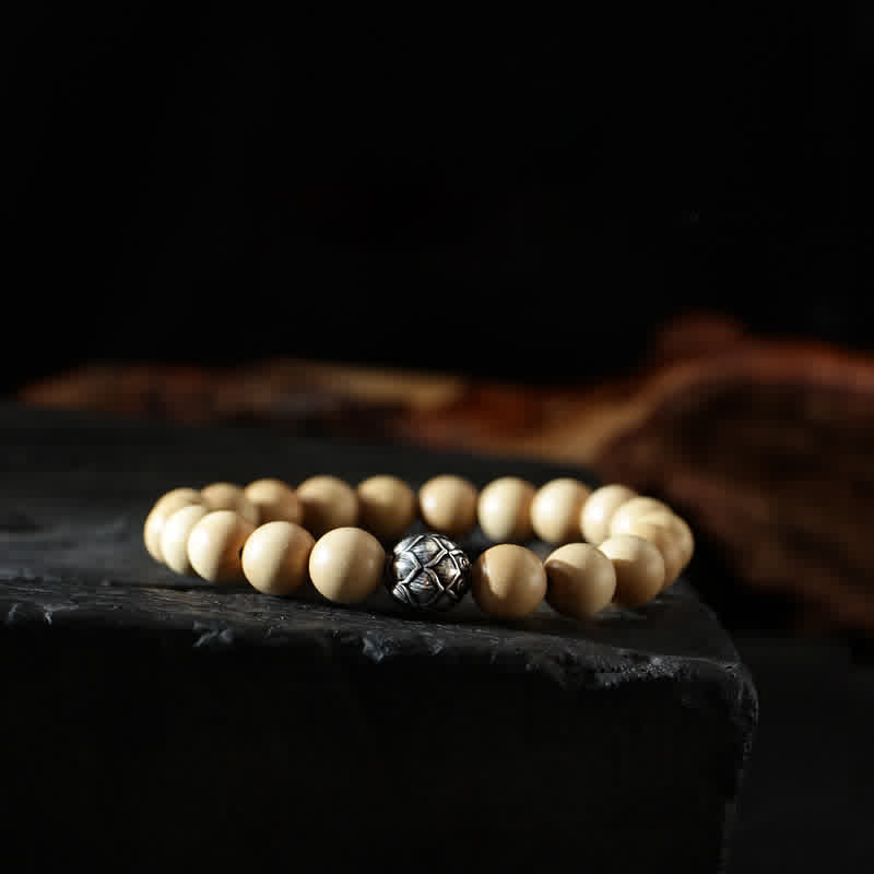 KarmaRipple's Tibet Peach Wood Lotus Cinnabar Bagua Yin Yang Fortune Wealth Bracelet p3