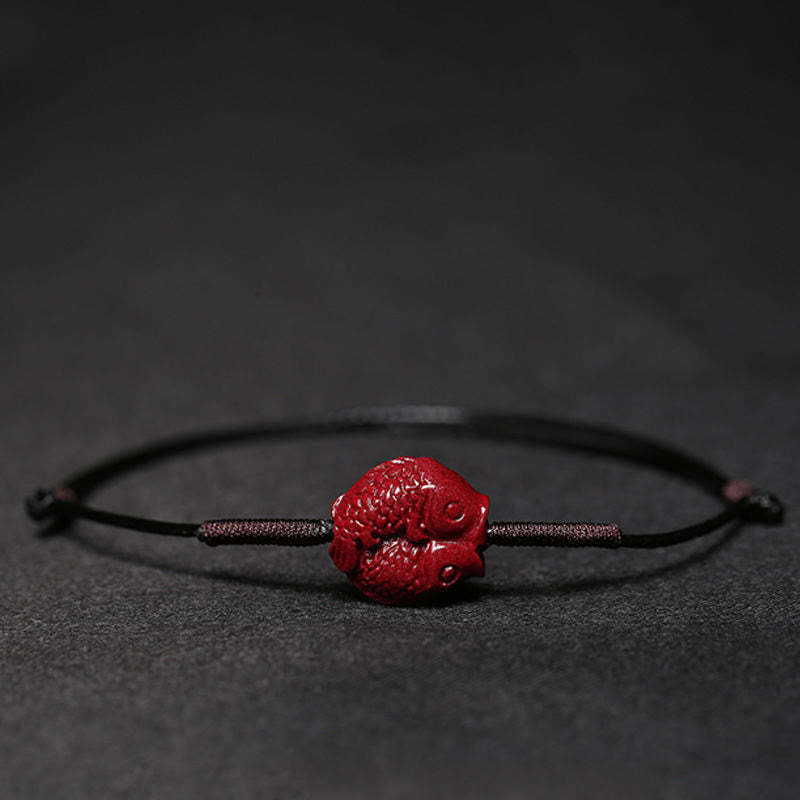 KarmaRipple's Handmade Plum Blossom Four Leaf Clover PiXiu Lotus Koi Fish Cinnabar Blessing Braid Bracelet p43