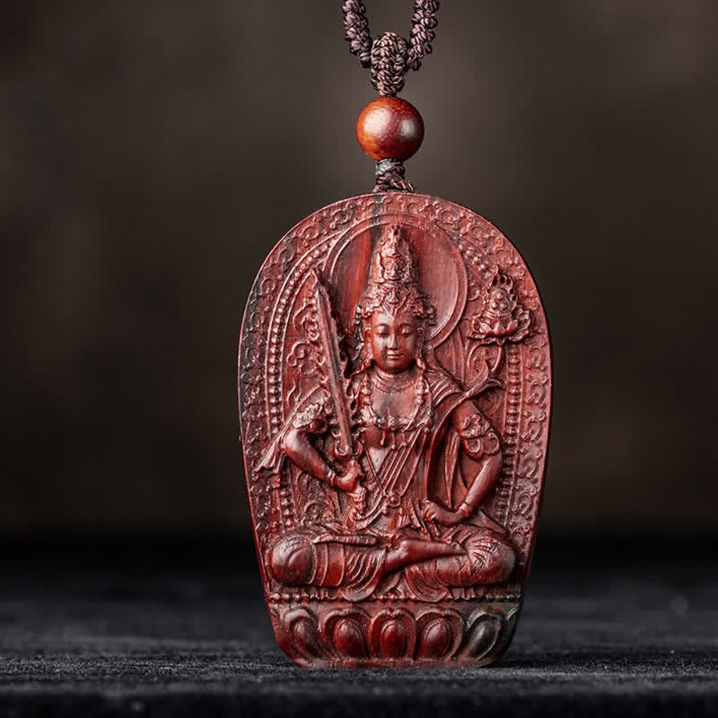 KarmaRipple's Chinese Zodiac Natal Buddha Small Leaf Red Sandalwood Lotus Protection Pendant Necklace p2