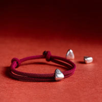 KarmaRipples handgefertigtes gewebtes Armband mit Fu-Charakter-Segen aus 925er Sterlingsilber