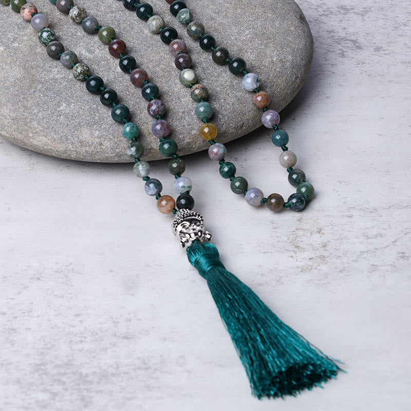 KarmaRipple's 108 Mala Beadwork Indian Agate Buddha Head Cleansing Bracelet p3