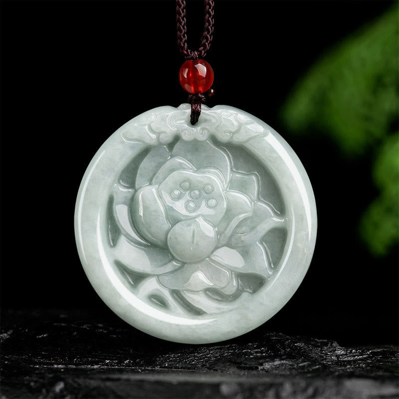 KarmaRipple's Authentic Jade Lotus Flower Carved Prosperity Pendant Necklace p14