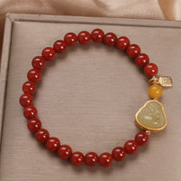KarmaRipples Lachender Buddha-Armband aus rotem Achat und Jade
