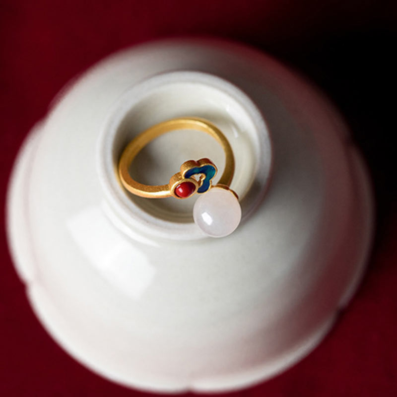 KarmaRipple's Ivory Jade Auspicious Cloud Blessing Fortune Ring p8