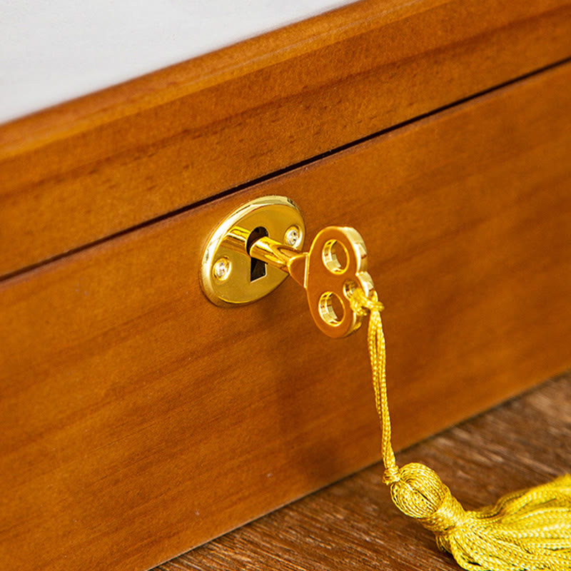 KarmaRipple's Vintage Wooden Jewelry Box Two-Layer Solid Wood Jewelry Storage Box p16