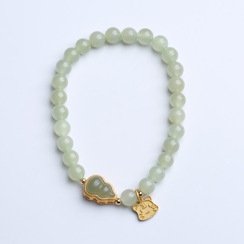 KarmaRipple's 925 Sterling Silver Plated Gold Authentic Hetian Jade Bead Gourd Lotus Bamboo Fu Character Fortune Bracelet p2