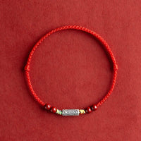 KarmaRipple's 925 Sterling Silber Koi Fisch Zinnober Perle Reichtum Handgefertigtes gewebtes Armband Fußkettchen