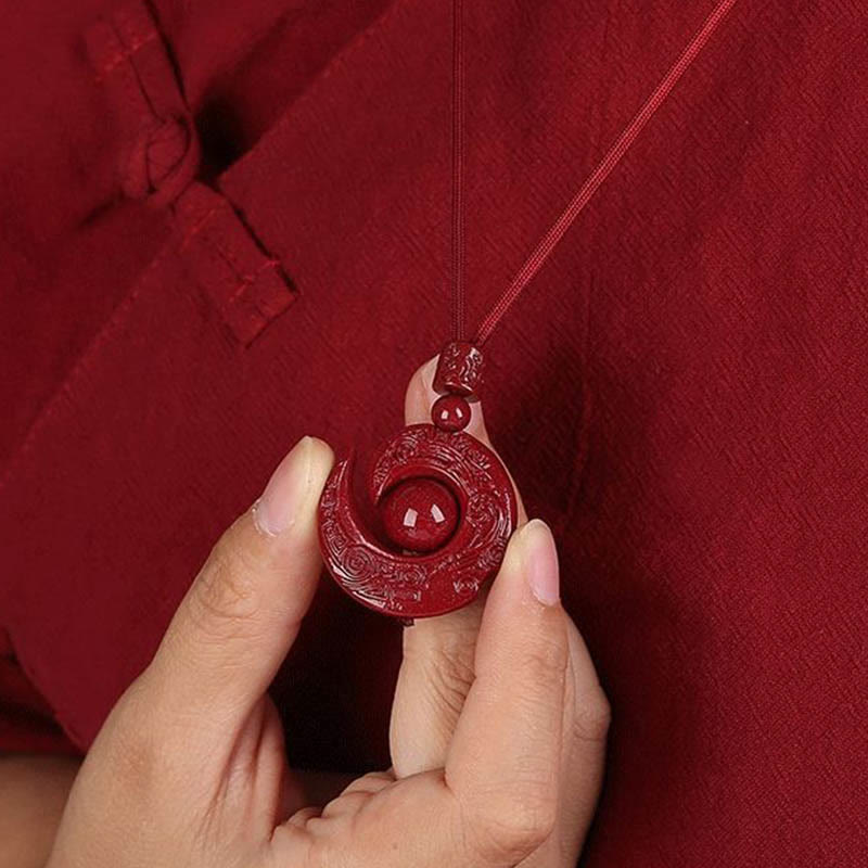 KarmaRipple's One's Fortune Improves Design Patern Authentic Cinnabar Concentration Pendant Necklace p10