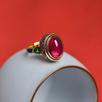 KarmaRipples 925 Sterling Silber Roter Korund Courage Ring