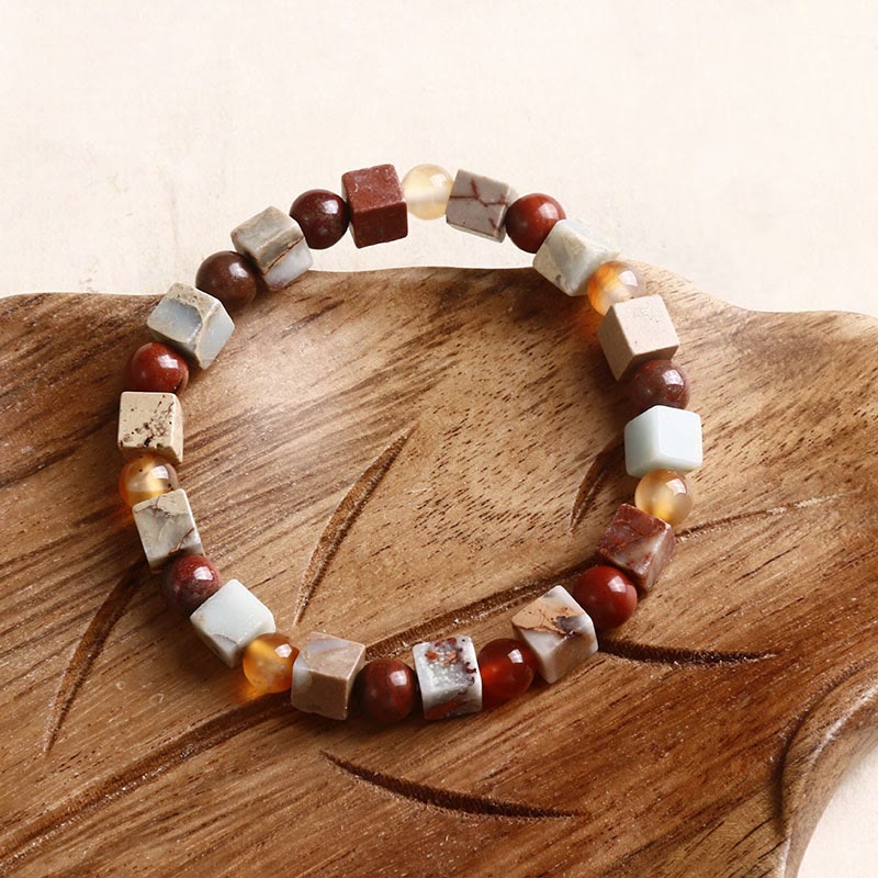 KarmaRipple's Authentic Stone Sea Sediment Jasper Agate Protection Bracelet p22