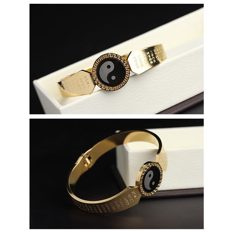 KarmaRipple's Yin Yang Lotus Om Mani Padme Hum Mantra Titanium Steel Balance Bracelet Bangle p11