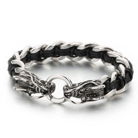 KarmaRipples Drachenleder-Titanstahl-Schutz-Glücks-Gewebtes Armband