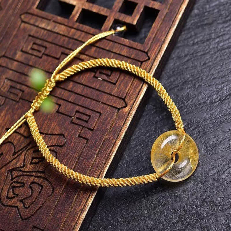 KarmaRipple's Round Citrine Peace Buckle Happiness Woven Bracelet p9