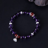 KarmaRipples 925 Sterling Silber Authentisches Amethyst-Rotachat-Lotus-Positive-Armband