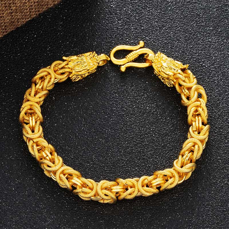 KarmaRipple's 24k Gold Plated Double Headed Dragon Protection Bracelet p1