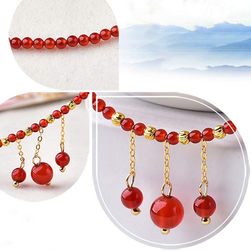 KarmaRipple's Red Agate Confidence Calm Anklet p8