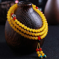 KarmaRipples 108 Mala-Perlenarmband mit gelbem Chalcedon