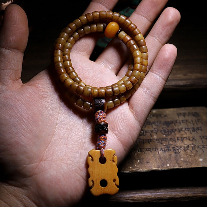 KarmaRipple's Tibet 108 Mala Beadwork Yak Bone Amber Balance Bracelet p18