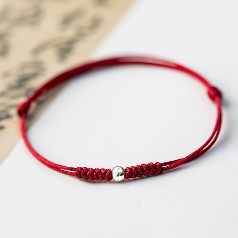 KarmaRipple's 925 Sterling Silver Fortune Bead Protection Red String Woven Bracelet p26