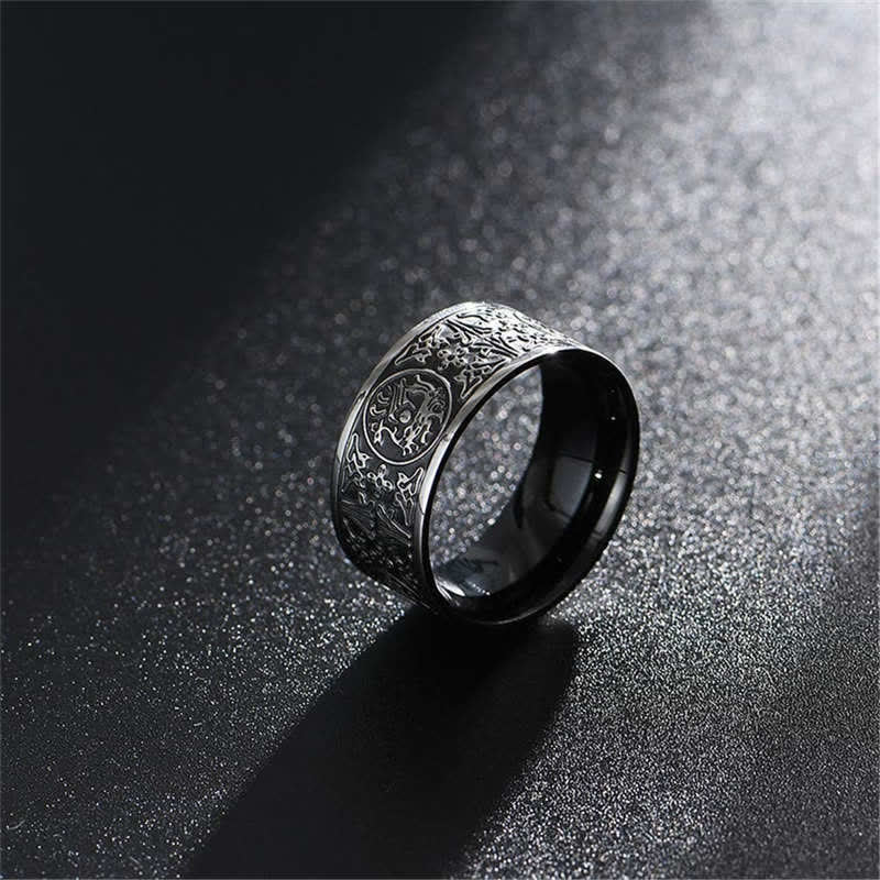 KarmaRipple's Four Guardian Beast Dragon Ivory Tiger Suzaku Basalt Carved Success Fortune Ring p8