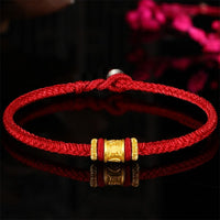 KarmaRipples Tibet 999 Gold Om Mani Padme Hum graviertes Schutz-Glücksperlenarmband