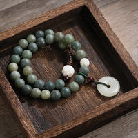 KarmaRipples Cyan Bodhi Seed Lotus Jade Peace Buckle Wisdom Doppelwickelarmband