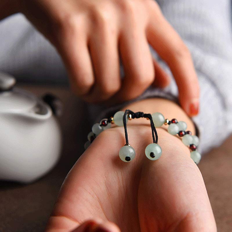 KarmaRipple's Green Aventurine Garnet Bead Flower Petal Fortune Bracelet p12