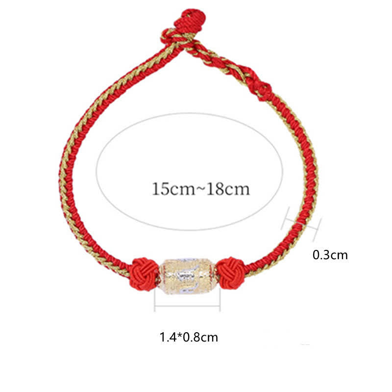 KarmaRipple's 925 Sterling Silver Om Mani Padme Hum Prayer Wheel Fortune Strength Red String Bracelet p11