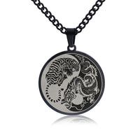 KarmaRipples Tiger-Drache-Halskette mit Kettenanhänger aus Titanstahl 