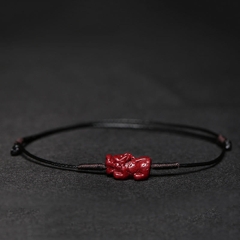 KarmaRipple's Handmade Plum Blossom Four Leaf Clover PiXiu Lotus Koi Fish Cinnabar Blessing Braid Bracelet p41