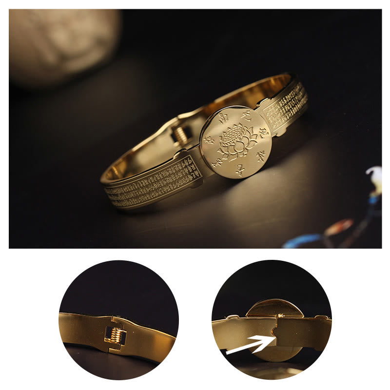 KarmaRipple's Yin Yang Lotus Om Mani Padme Hum Mantra Titanium Steel Balance Bracelet Bangle p16