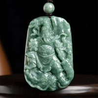 KarmaRipples authentische Jade-Halskette mit Guan-Gong-Amulett und Reichtumsanhänger
