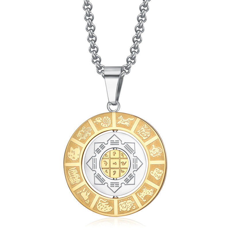KarmaRipple's Chinese Zodiac Nine Palaces Eight Diagrams Bagua Amulet Balance Pendant Rotatable Necklace p11