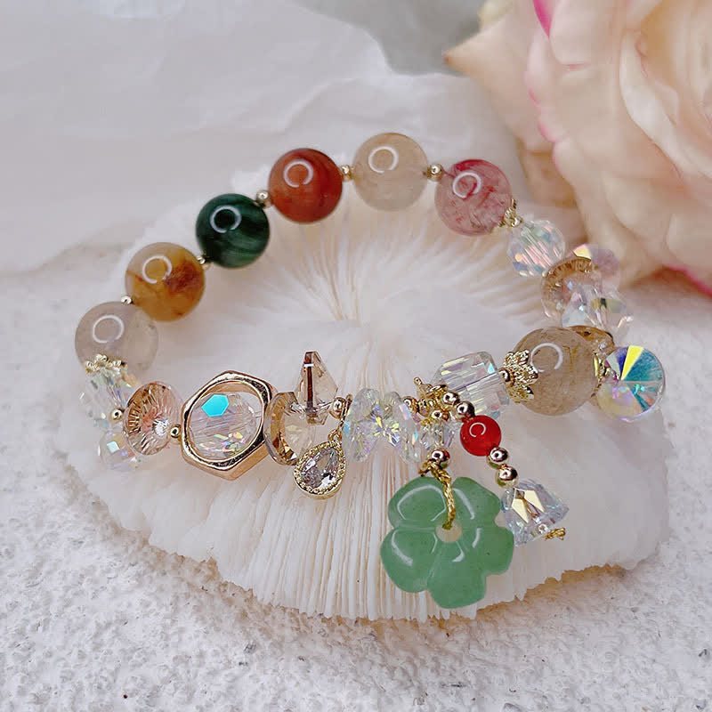 KarmaRipple's Colorful Gemstone Green Aventurine Flower Bead Fortune Bracelet p1