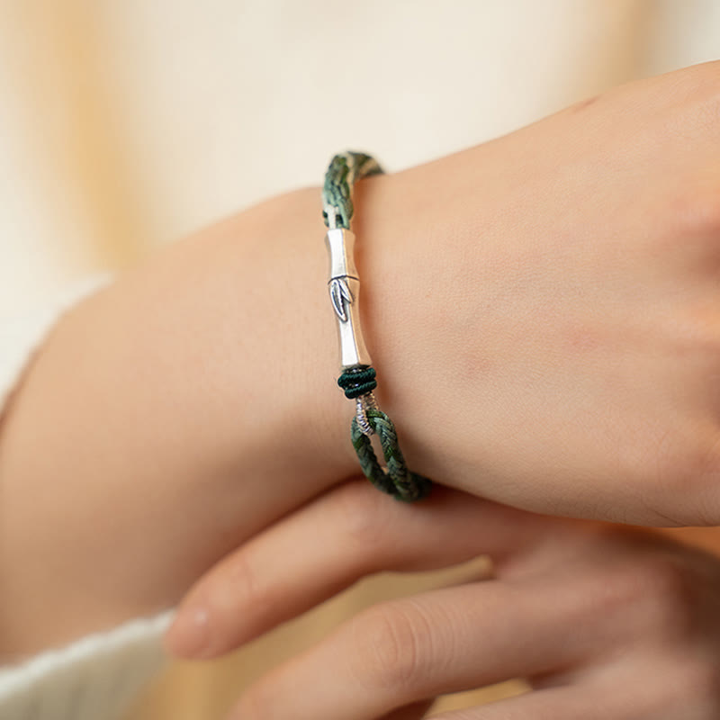 KarmaRipple's 925 Sterling Silver Bamboo Reincarnation Weave Fortune Protection String Bracelet p4