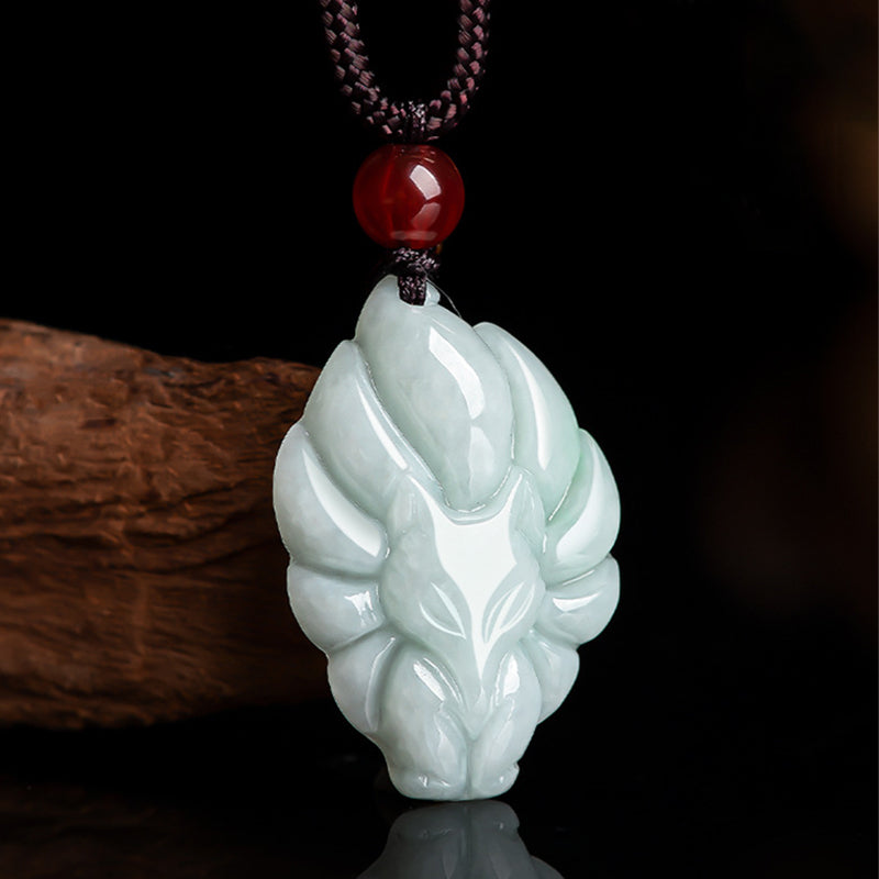 KarmaRipple's Authentic Jade Nine Tailed Fox Fortune Prosperity Pendant Necklace p2