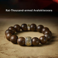 KarmaRipples Armband aus 925er Sterlingsilber mit chinesischem Tierkreiszeichen und Geburtssymbol Buddha Kalimantan Adlerholz Om Mani Padme Hum